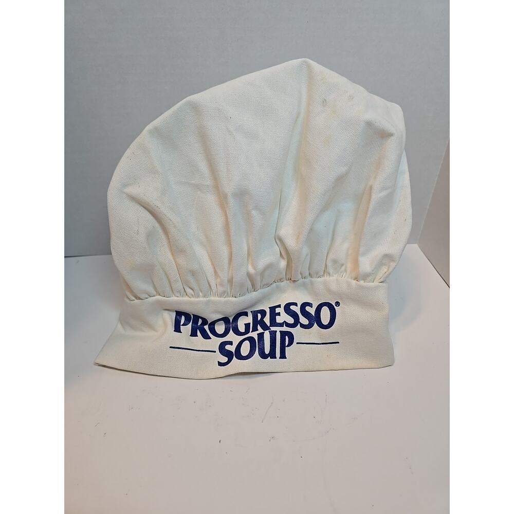 Progresso Soup Logo White Chef's Or Baker Hat Soft Canves Kitchen One Size Fits